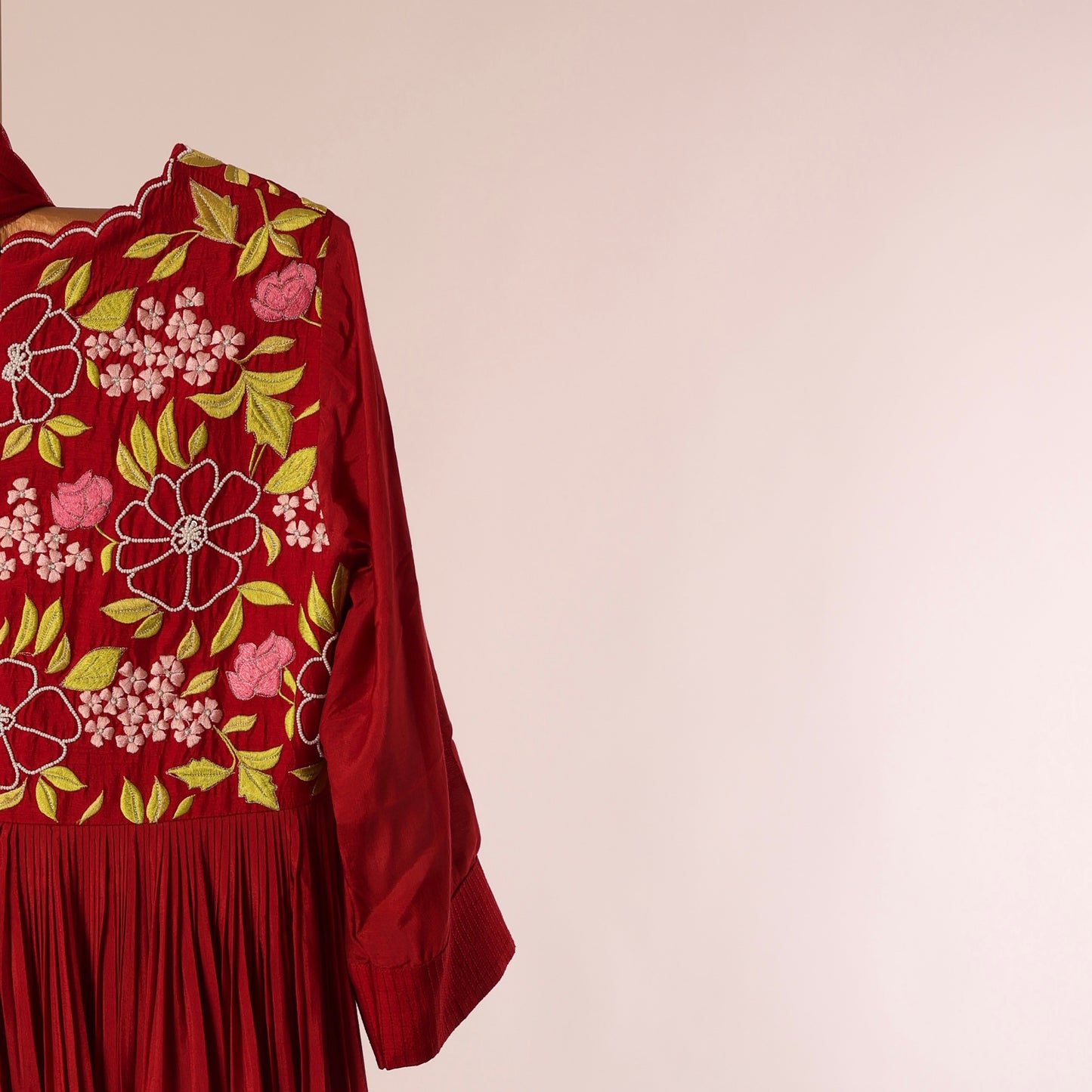 Red Multithread Anarkali set