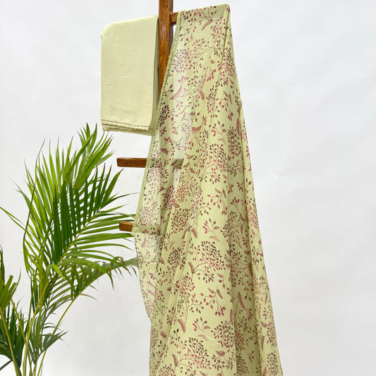 Mint Green Kumri Chinnon Saree