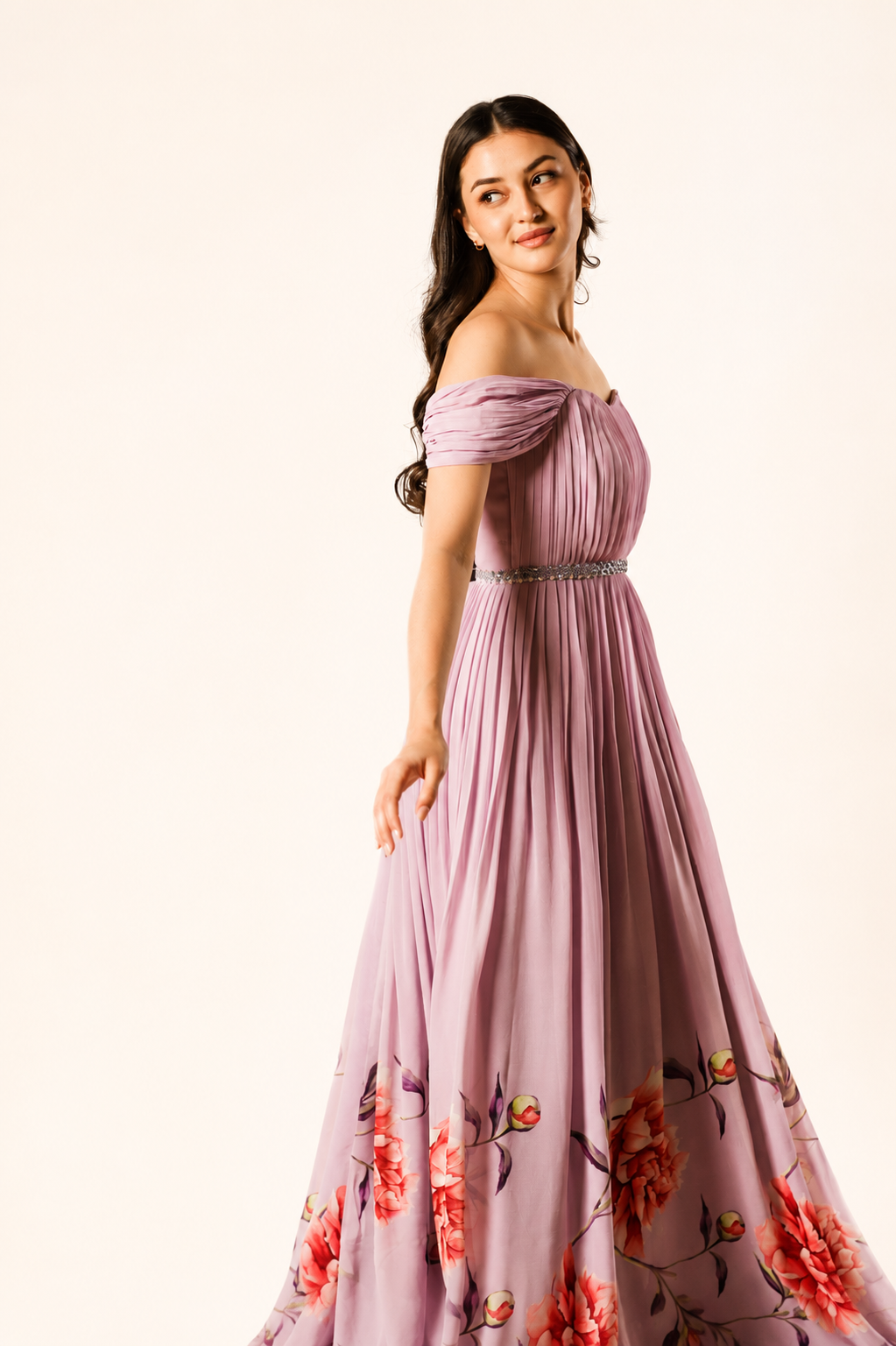 Lilac Peonia Printed Floorlength