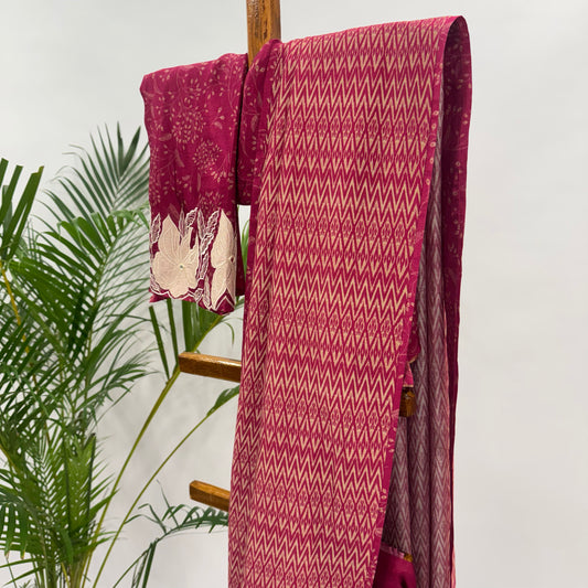 MAROON STRIPES SOFT SILK VT PALLU BORDER SAREE