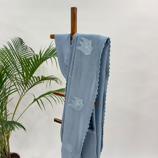 PASTEL BLUE VT BUTAS CHANDERI SILK SAREE