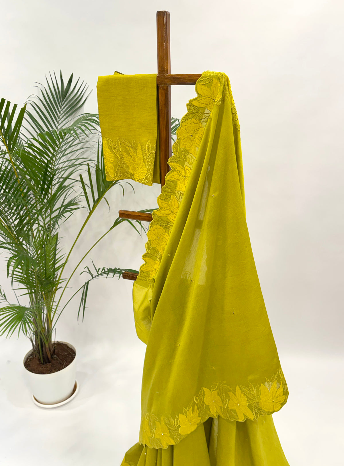 LEAFGREEN VT BORDER CHANDERI SILK SAREE