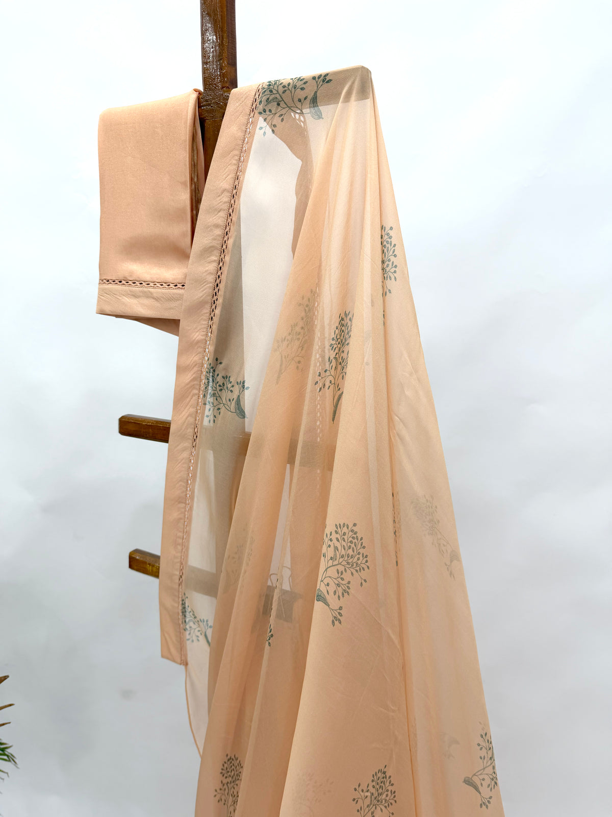 MUSKMELON KUMRI MOTIFS ORGANZA SAREE