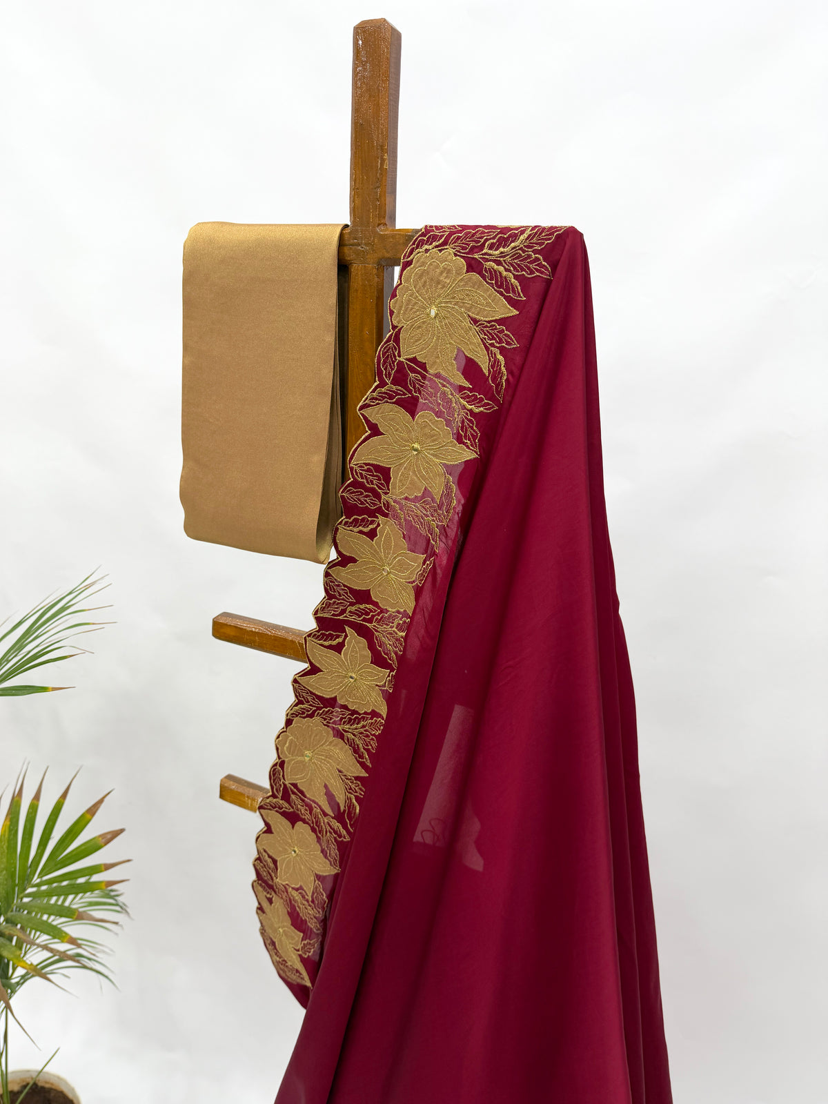 MAROON RED ZARI VT BORDER SILK SAREE