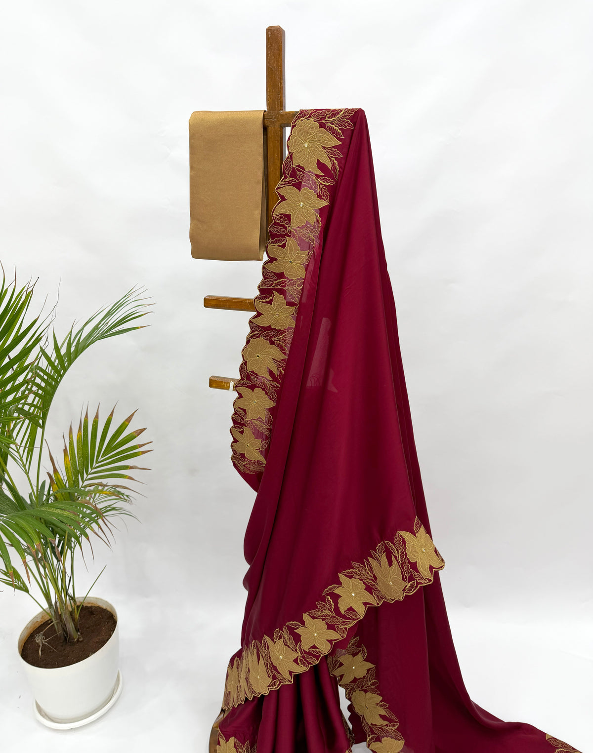 MAROON RED ZARI VT BORDER SILK SAREE