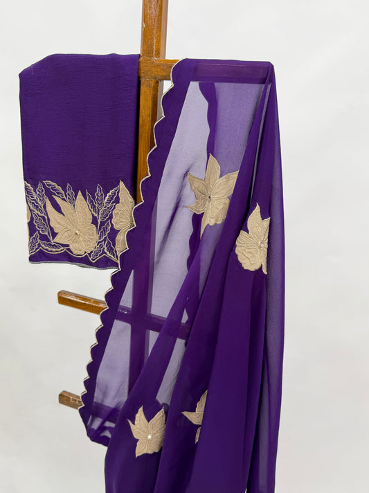 PURPLE ZARI VT MOTIFS ORGANZA SAREE