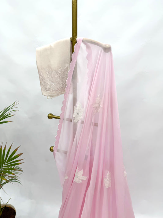 BABYPINK VT BUTAS ORGANZA SAREE