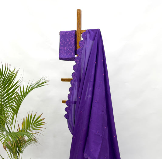 PURPLE KUMRI SILK SCALLOP SILK SAREE