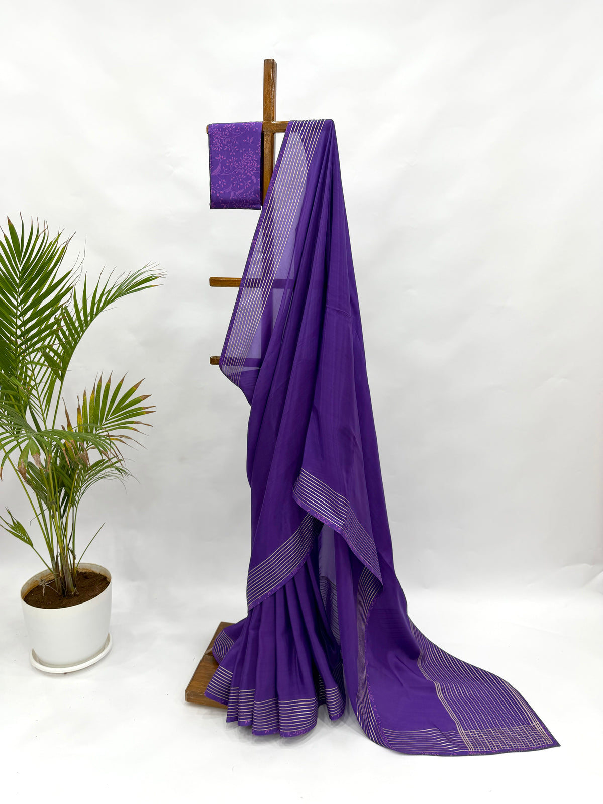 PURPLE KUMRI SILK SCALLOP SILK SAREE