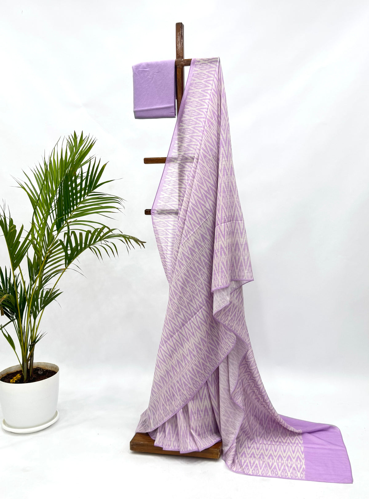 LAVENDER STRIPES MUL CHANDERI SAREE