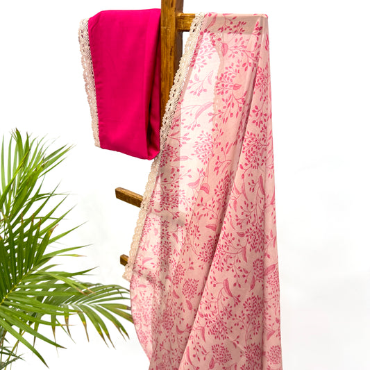 BLUSH KUMRI ORGANZA SAREE WITH LACE