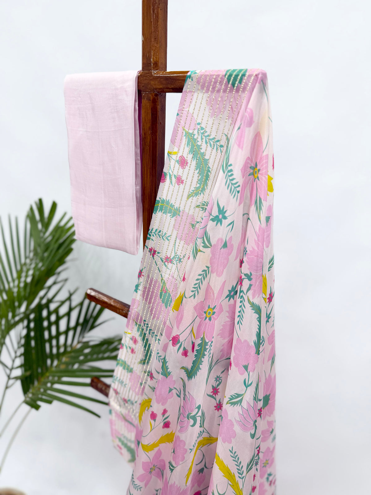 LIGHT PINK INDI PRINT CREPE SILK SAREE