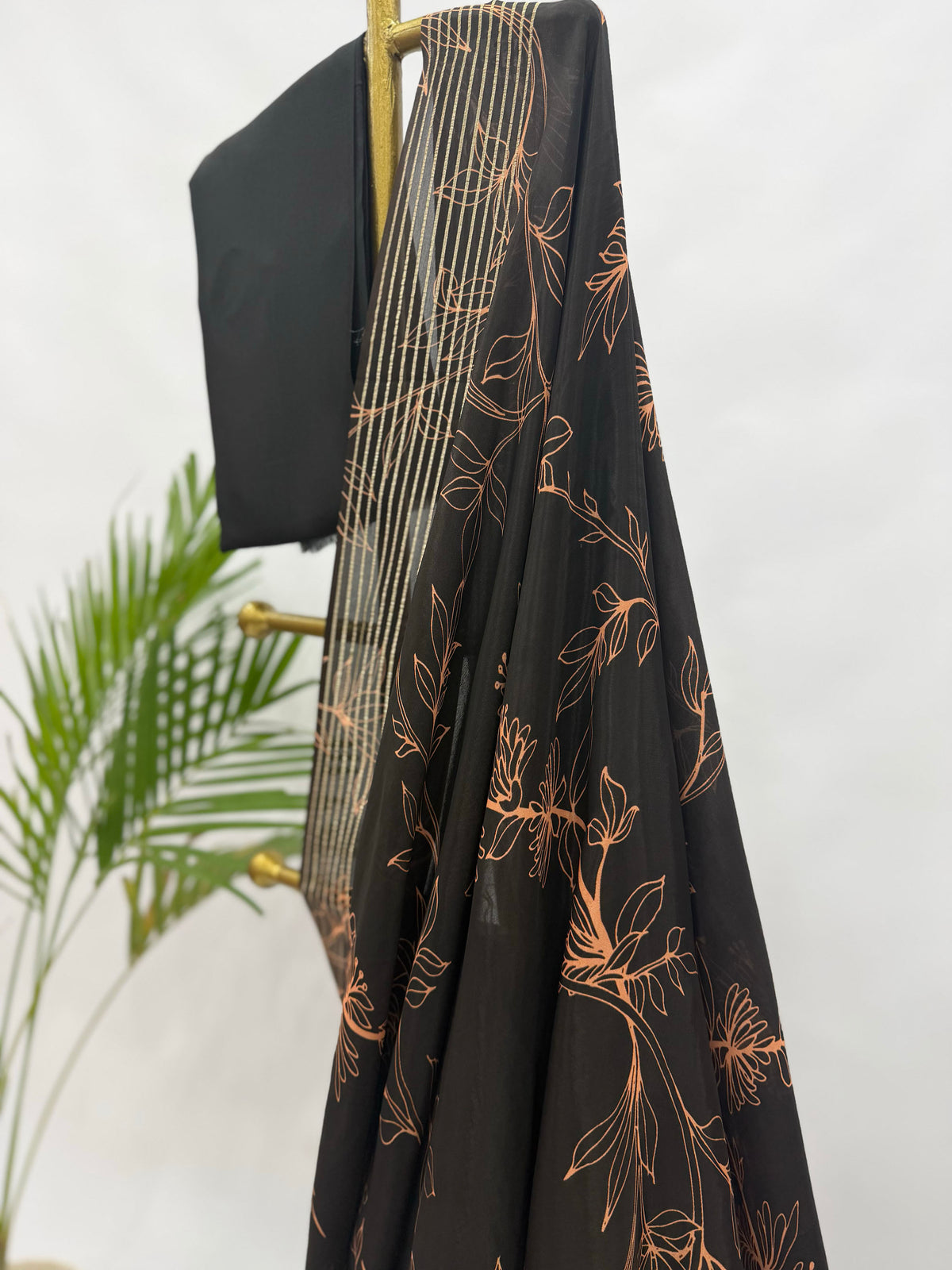 CARBON BLACK OT FOLIOLE CREPE SILK SAREE