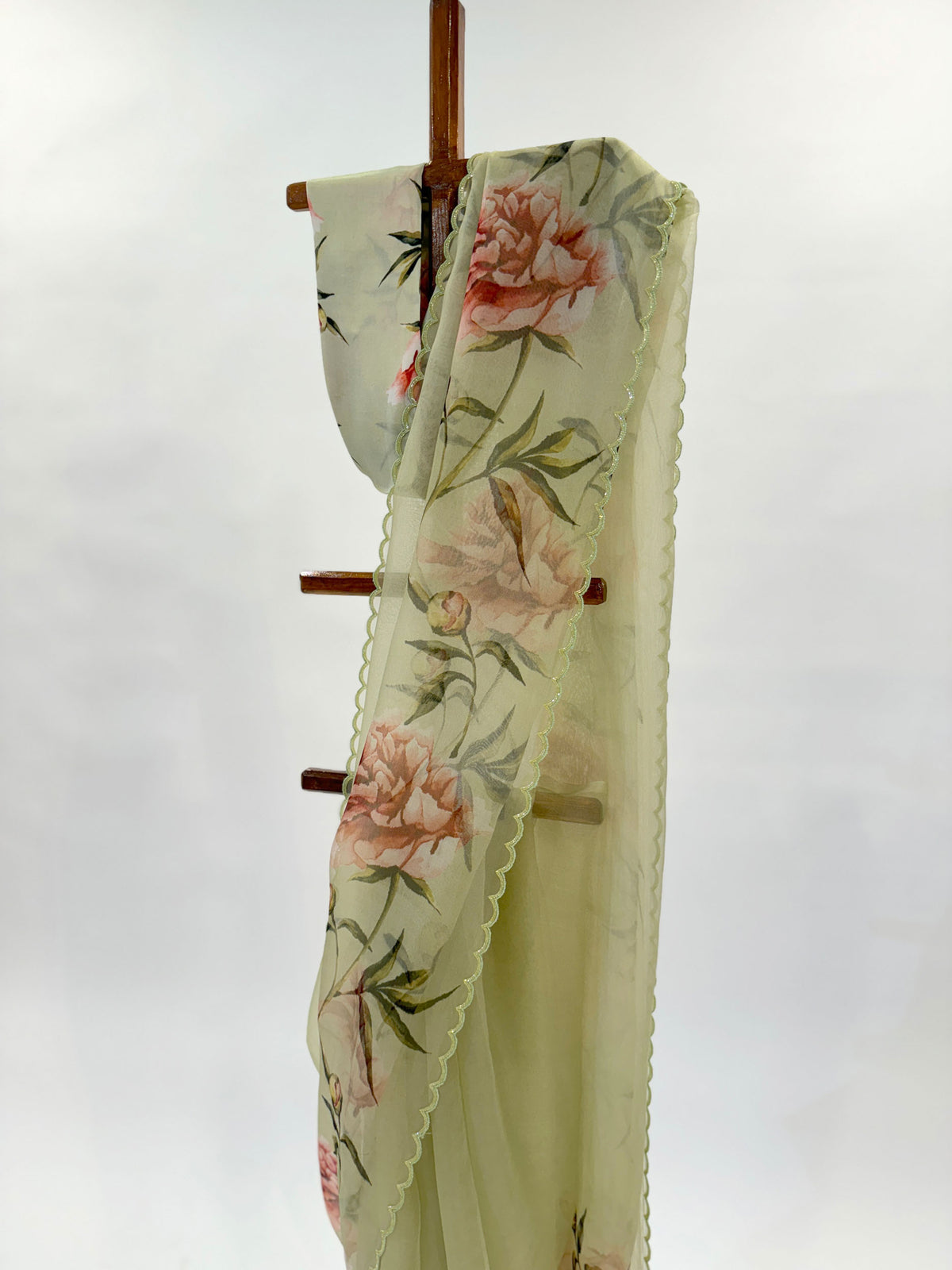 MINTGREEN PEONIA BORDER ORGANZA SAREE
