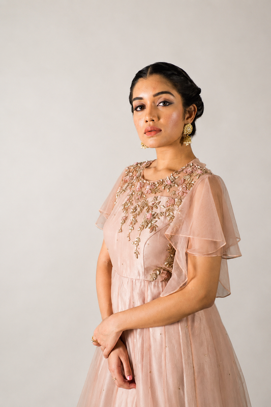 Champagne Knot Embroidery Floorlength