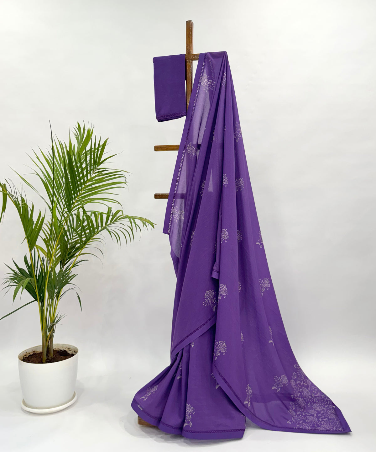 PURPLE KUMRI MOTIFS CHANDERI SAREE