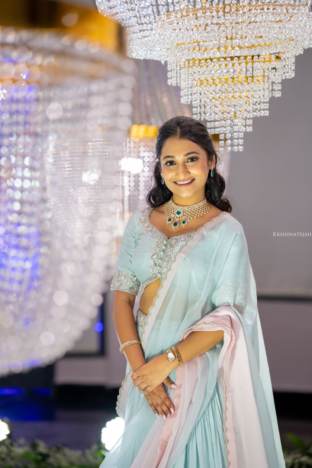 Ice Blue Ombre Dupatta Skirt Set