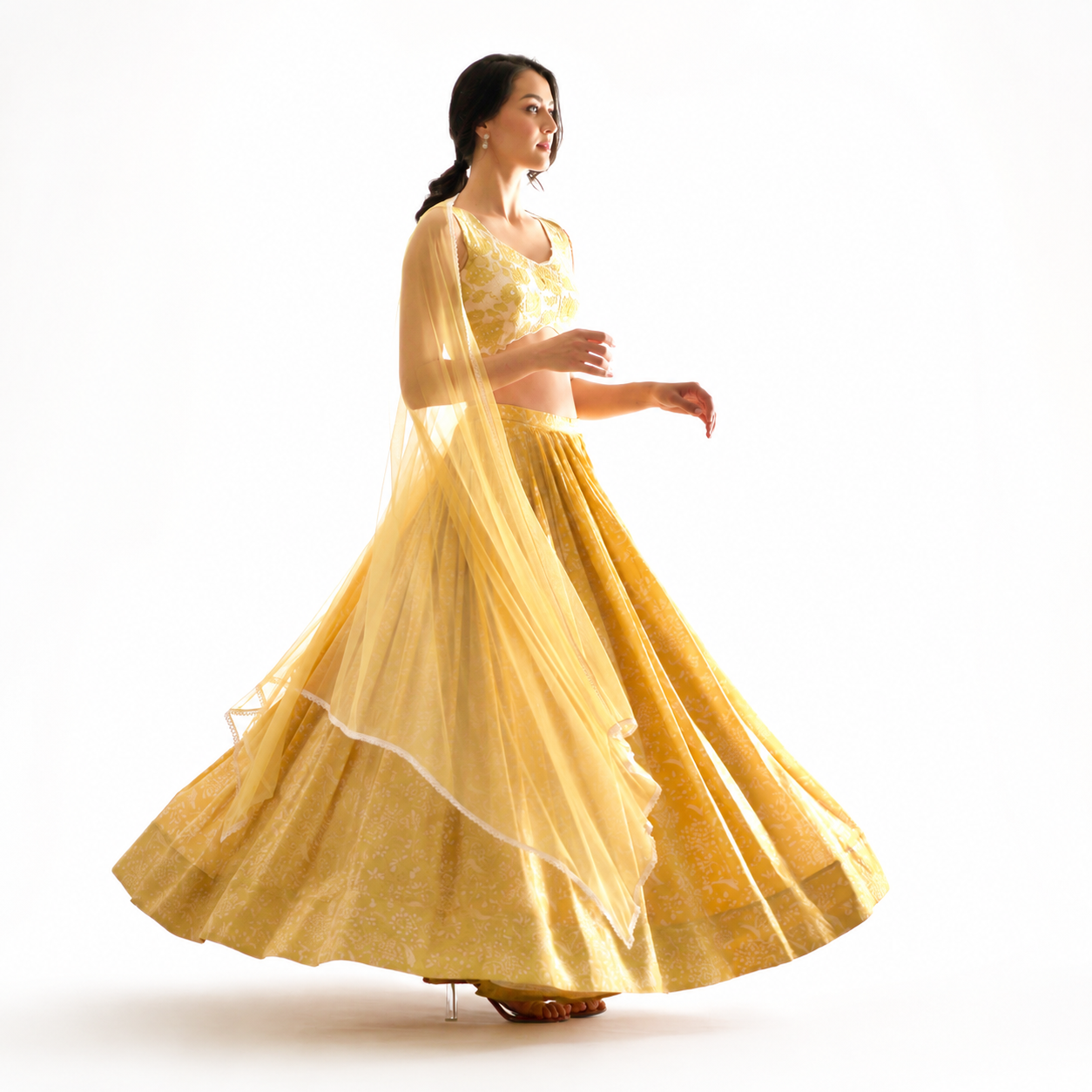 Yellow Kumri Printed Skirt Set