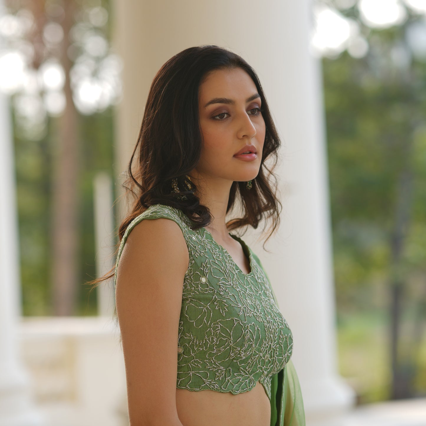 Green Small Pearl Blouse