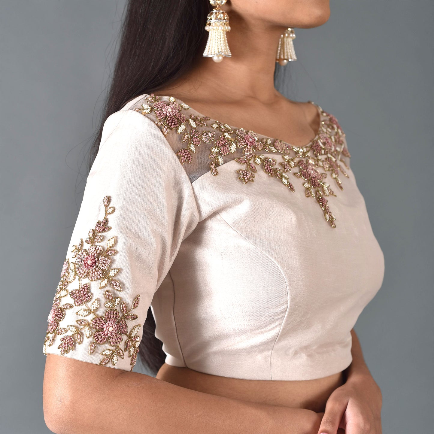 Ivory Knot Embroidery Blouse