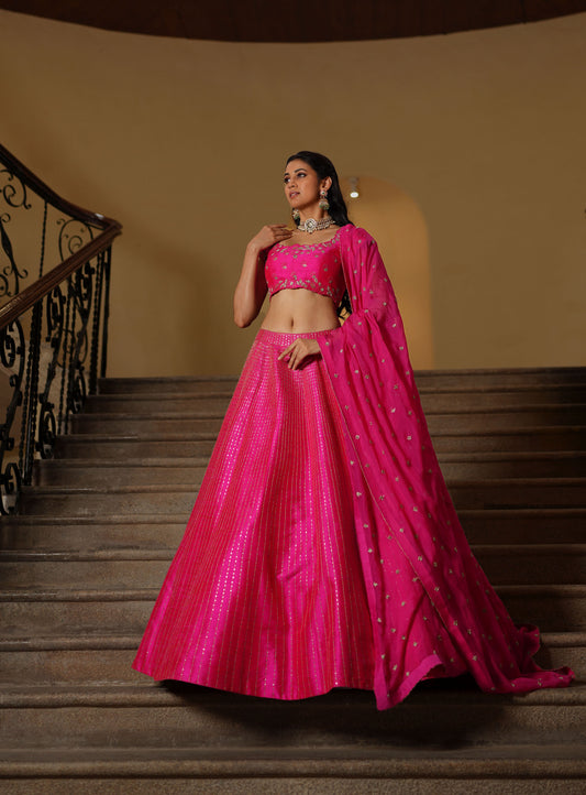 Hot Pink Pitta Lehenga