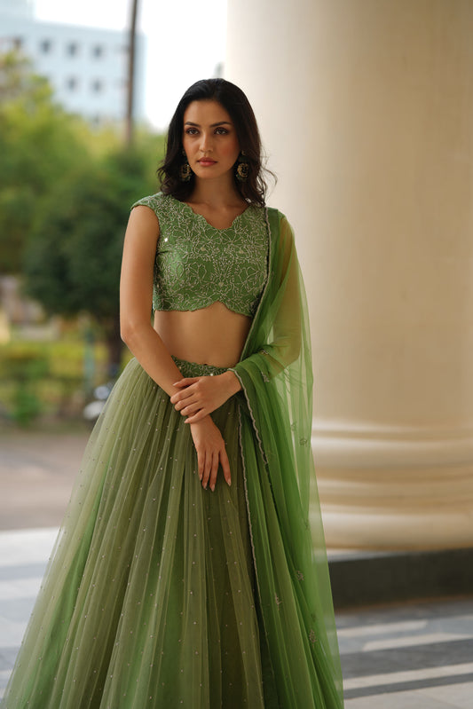 Green Pearl Lehenga