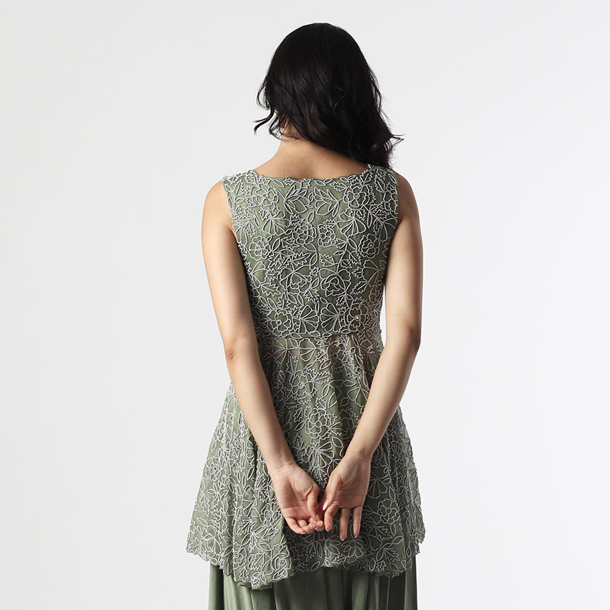 Green Embroidery Peplum Dhoti