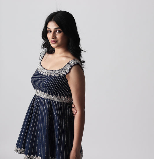 Midnight blue sharara set