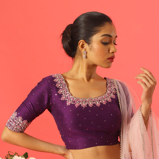Purple Knot Embroidery Blouse