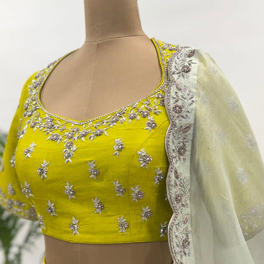 Lime Green small Flower Blouse