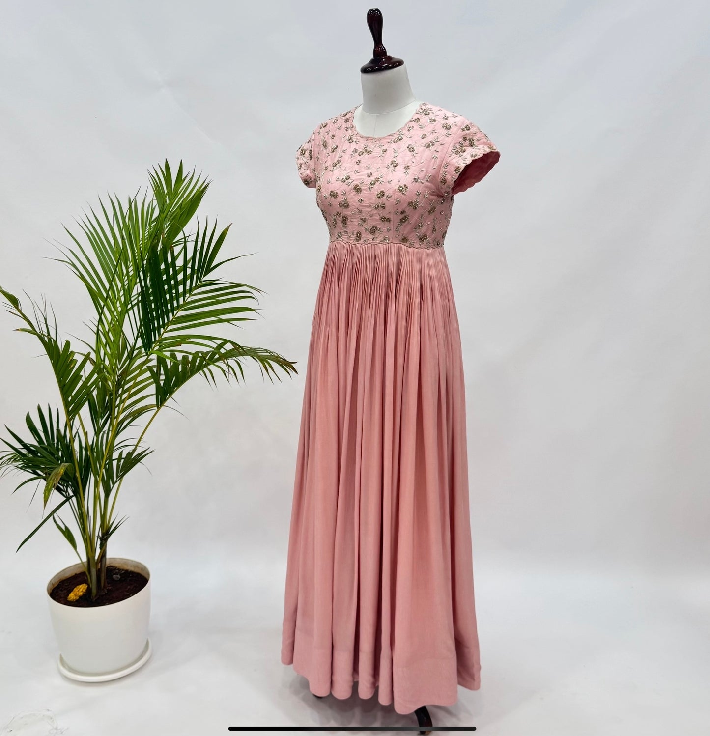 Powder Pink Small Flower Floorlength
