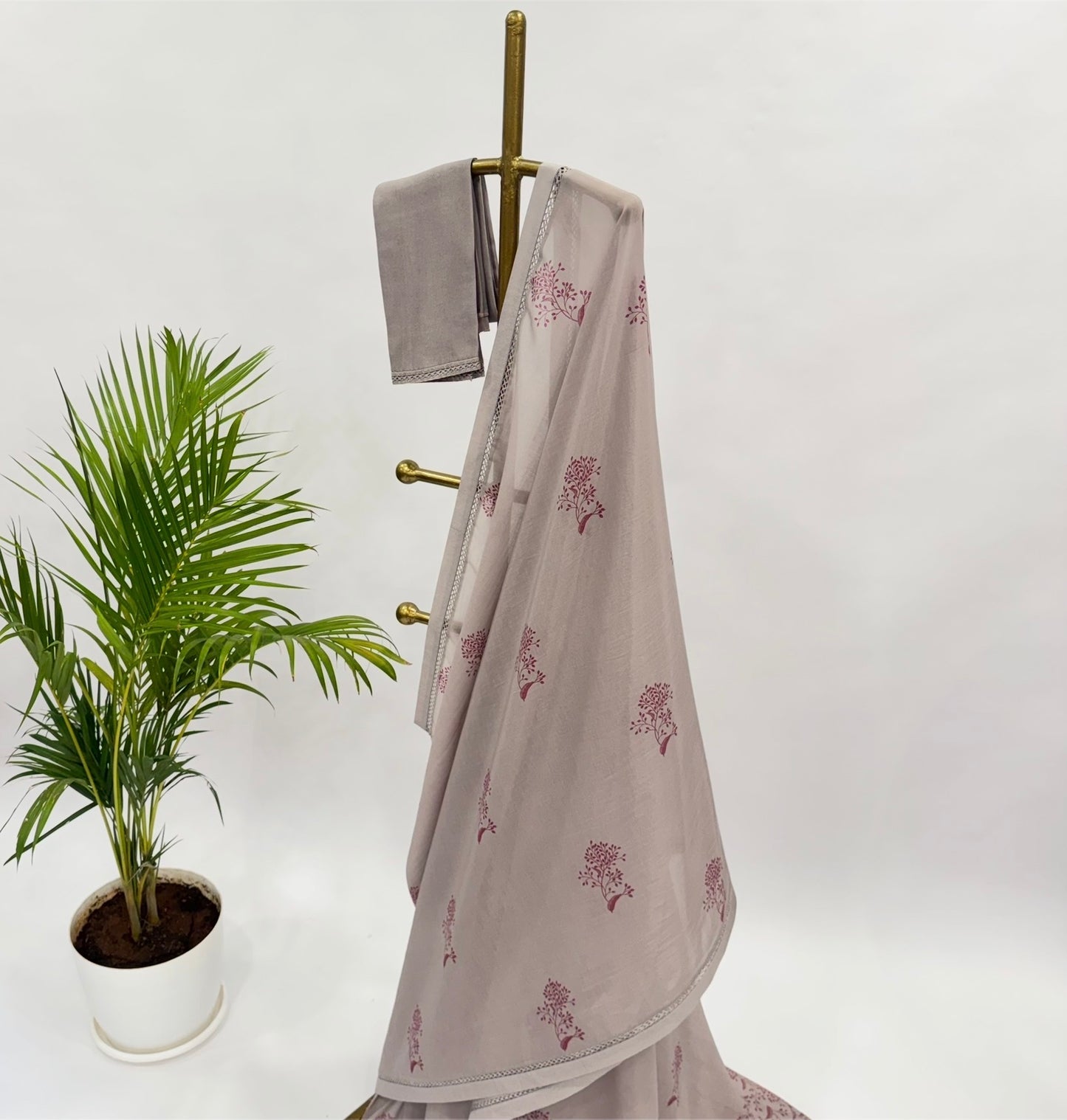 Cement Kumri Motifs Mul Chanderi Saree