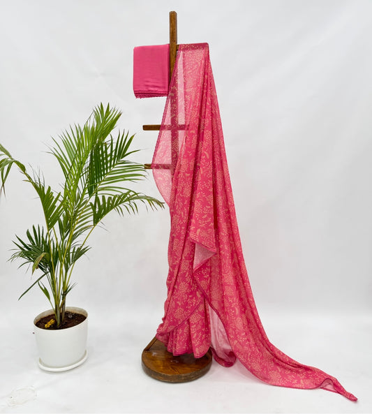 Coral Kumri Georgette Saree