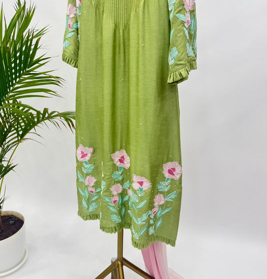 Green ME straight Cut Kurta Set