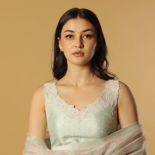 Ice Blue Small Pearl Blouse