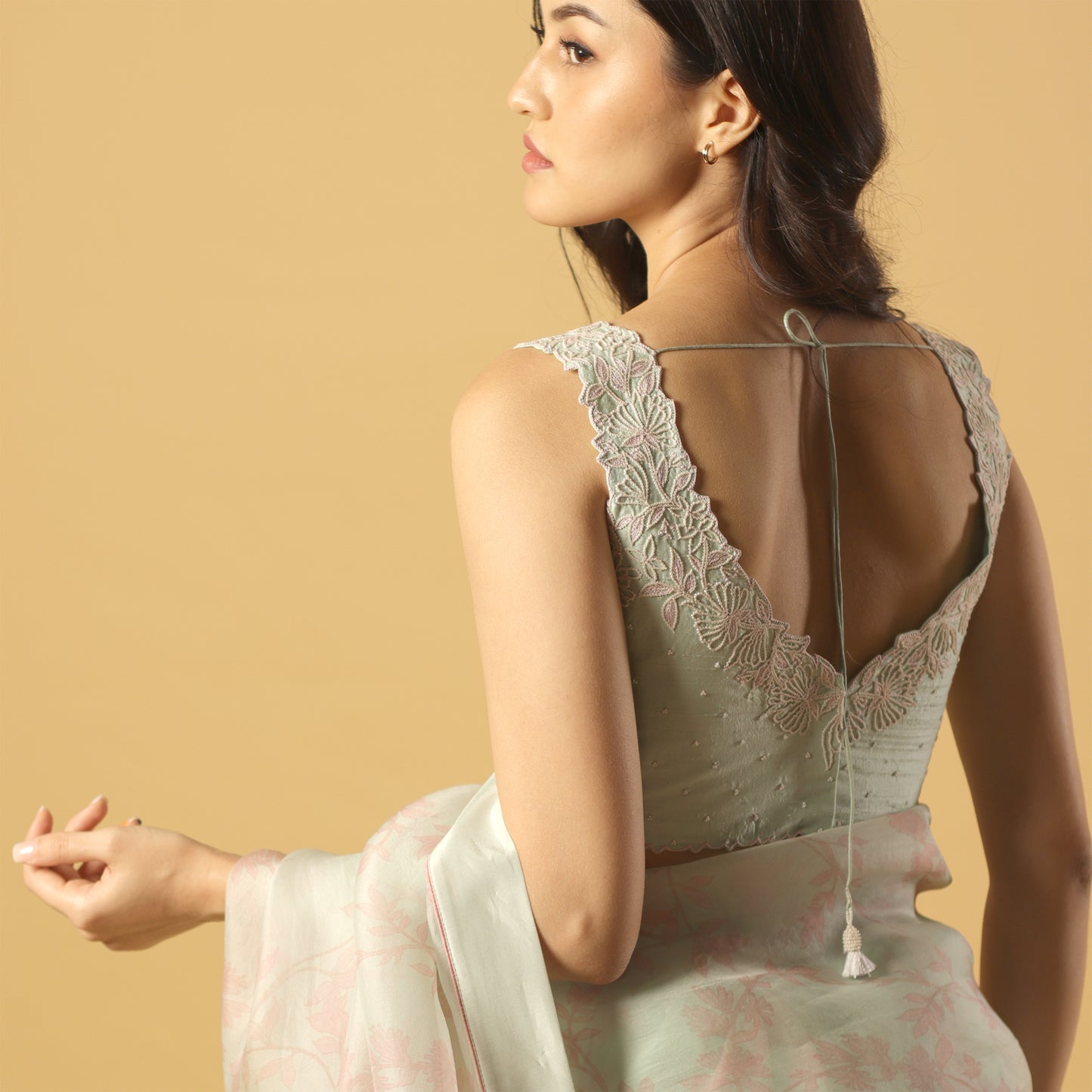 Ice Blue Small Pearl Blouse