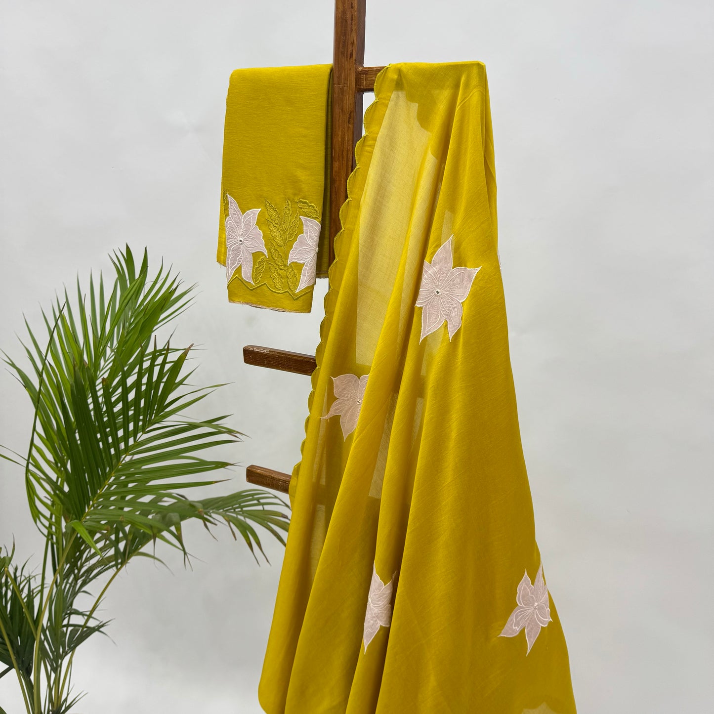 Golden Yellow VT Applique Motifs Chanderi Silk GSaree