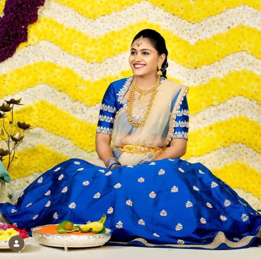 Royal Blue Knot Motifs Lehenga Set