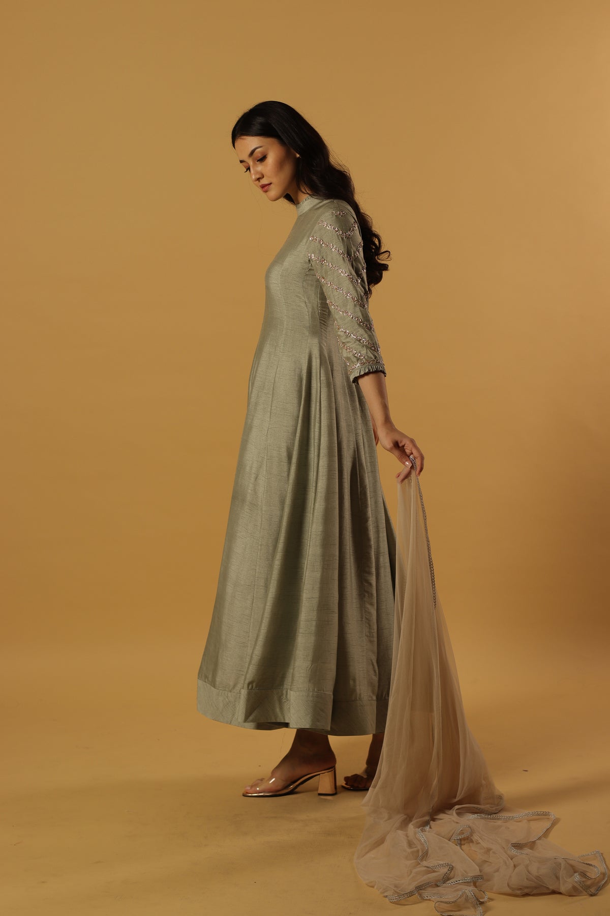 Sage Green Peonia lines Kurta Set