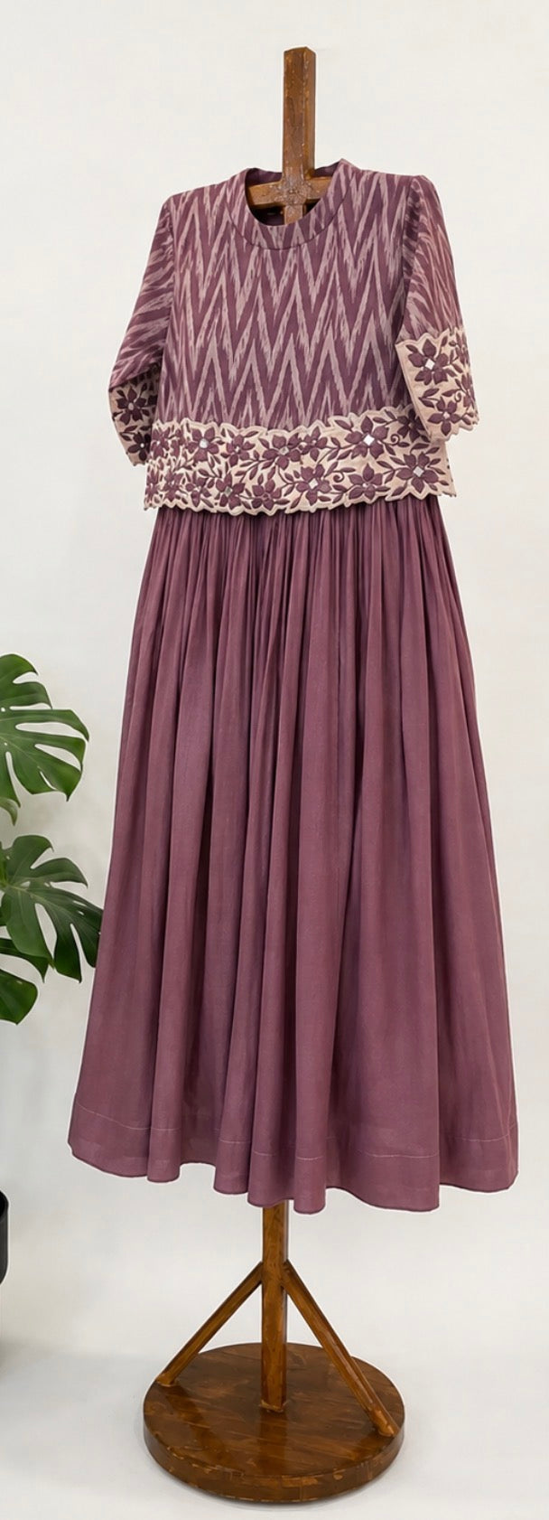 Mauve Attached Stripes Jakcet Dress