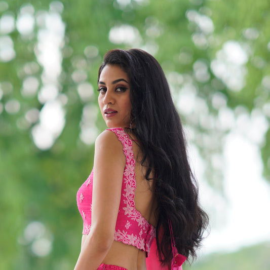 Hot Pink Thread Knot Blouse