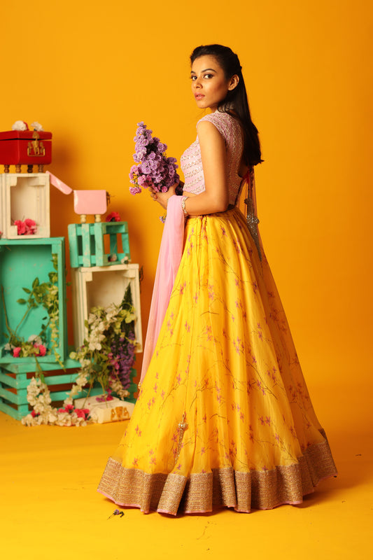 Yellow Bloom Skirt set