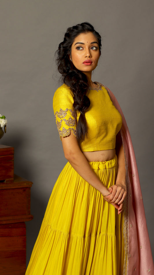 Mustard Yellow Tamara Layered Skirt Set