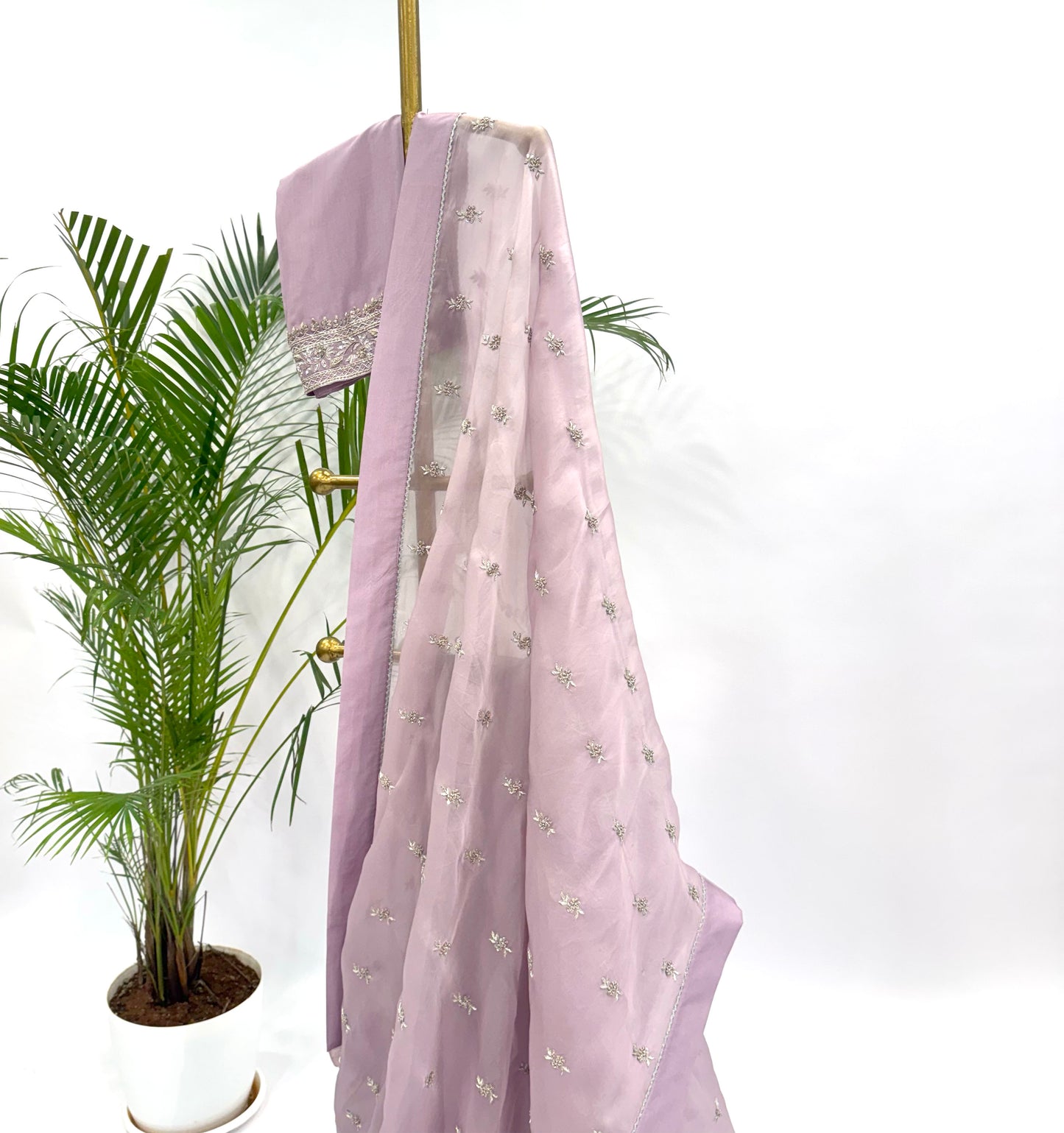 Lilac Small Flower Small Flower half and half saree