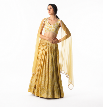 Yellow Kumri Printed Skirt Set