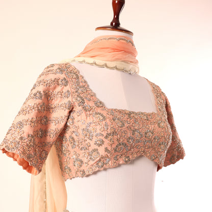 Peach Peony Knot Embroidery Blouse