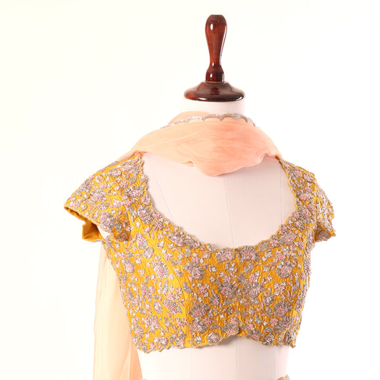 Yellow Peony Knot Embroidery Blouse