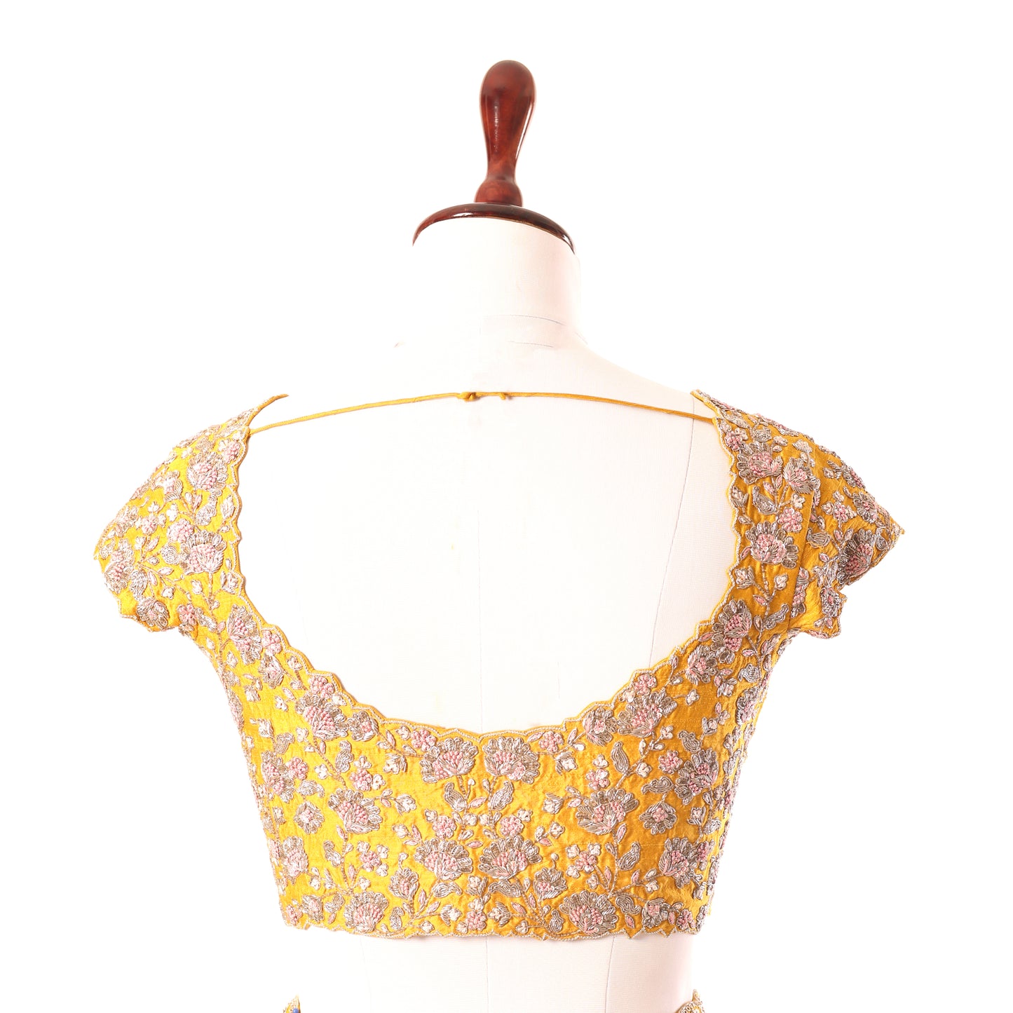 Yellow Peony Knot Embroidery Blouse