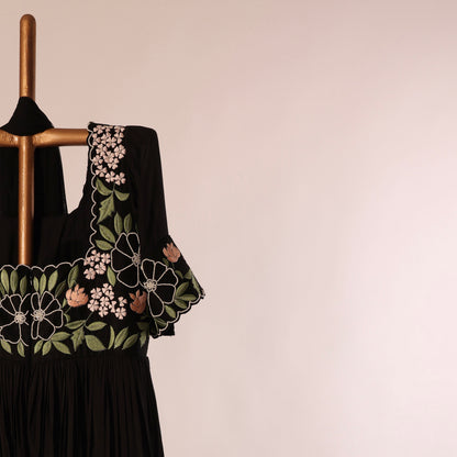 Black Multithread Anarkali Set