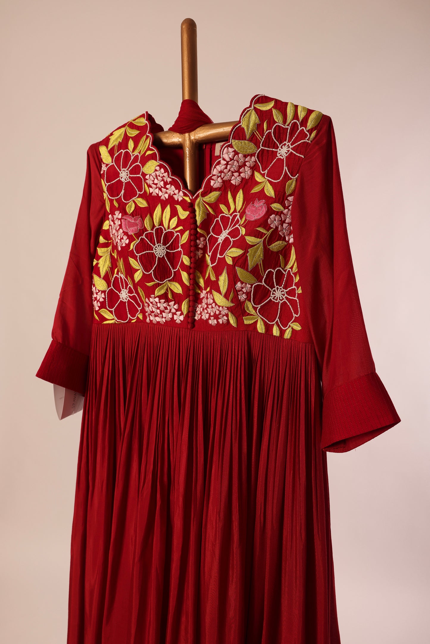 Red Multithread Anarkali set
